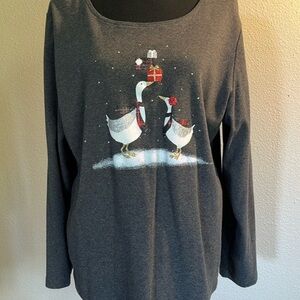 Charcoal gray Christmas goose T-shirt​​